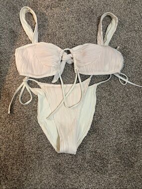 Textured Cream Two-Piece Bikini